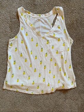 Merona White Tank Top with Yellow Pineapple Print